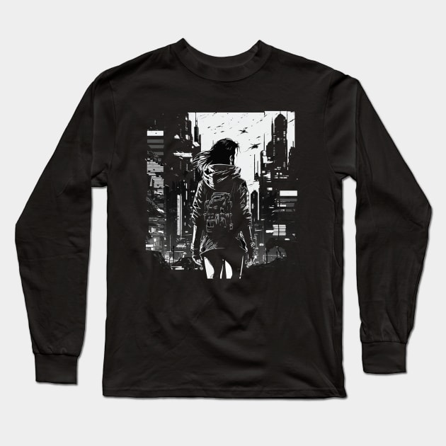 cyber city Long Sleeve T-Shirt by Trontee